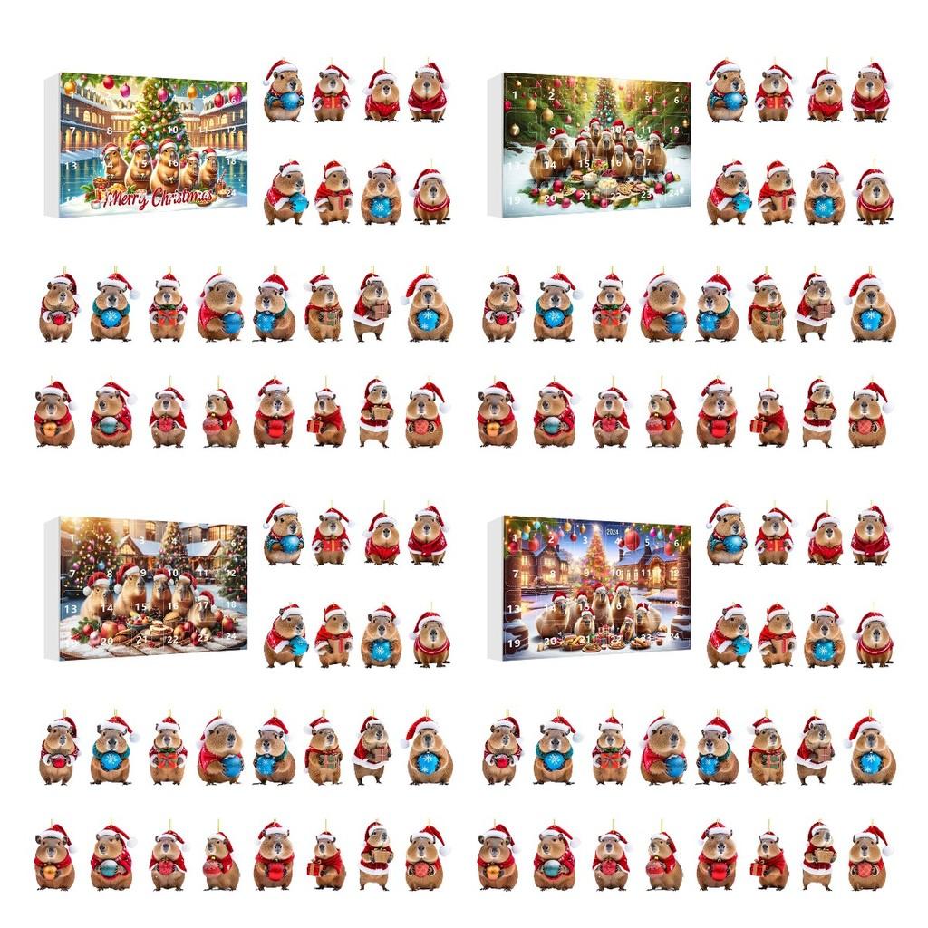 Festive Acrylic Capybara Christmas Countdown Blind Box Fun Collectible For All Ages