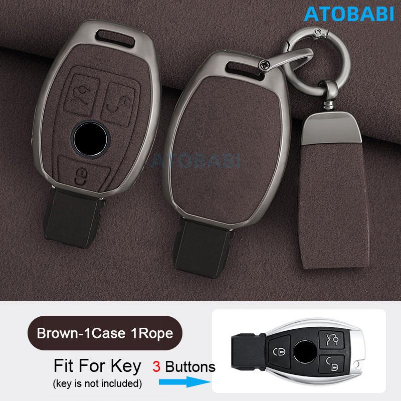 Zinc Alloy With Suede Leather Car Key Case Cover Bag For Mercedes Benz Nec Bga Type C E G S Class W204 W210 W118 W172 W212 W245
