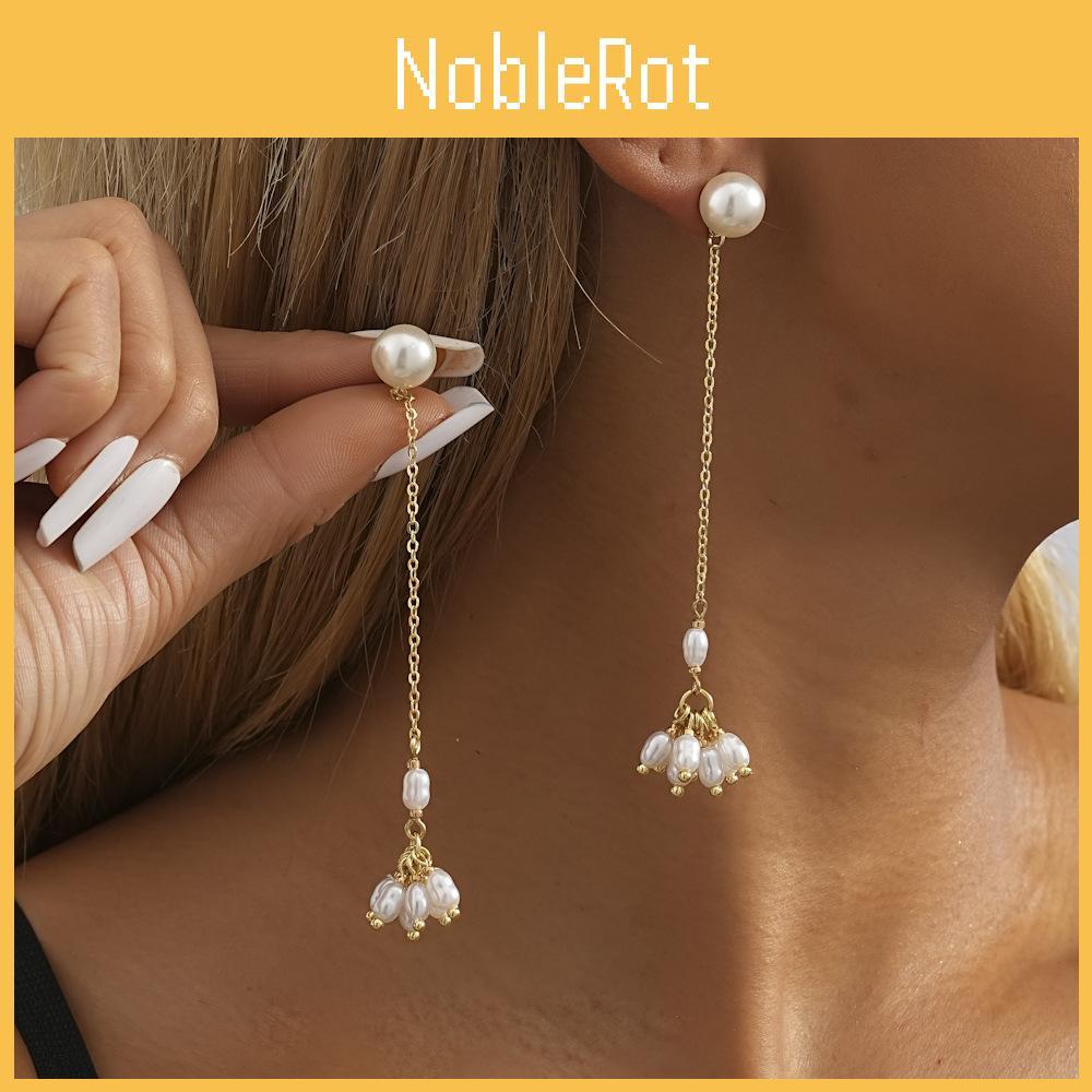Pearl Geometric Sophisticated Earrings Gold Tassel Long Dangle Earrings For Women