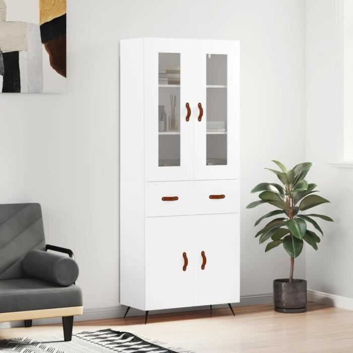 VidaXL Buffet haut Blanc 69,5x34x180 cm Bois d'ingénierie 3198505
