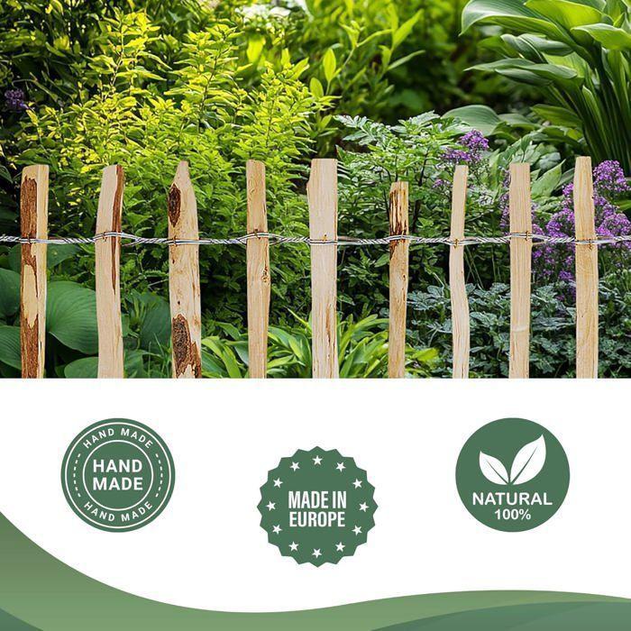 Clôture De Jardin - CREATIVE HOME - Bois De Noisetier - Hauteur 120 Cm - Longueur 5 M - Espacement 3-5 Cm