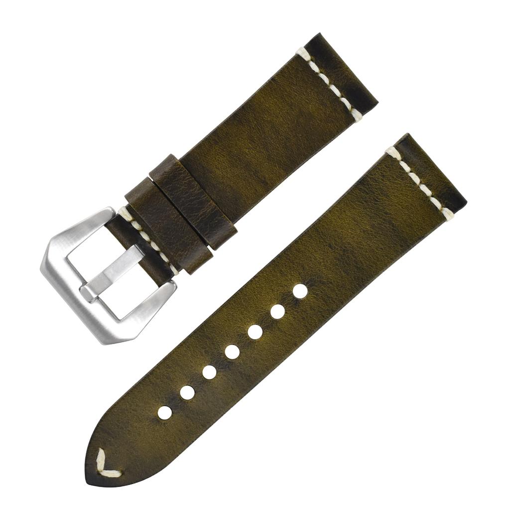 Handmade In Pure Cowhide, Suitable For Apple Watch, Cracked Leather Strap, Stainless Steel Pin Buckle, Fat Sea Strap.