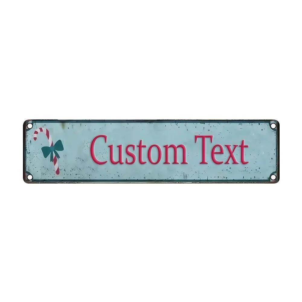 16x4In 2D Flat Classic Santa Aluminum Sign Custom Text Christmas Wall Decor