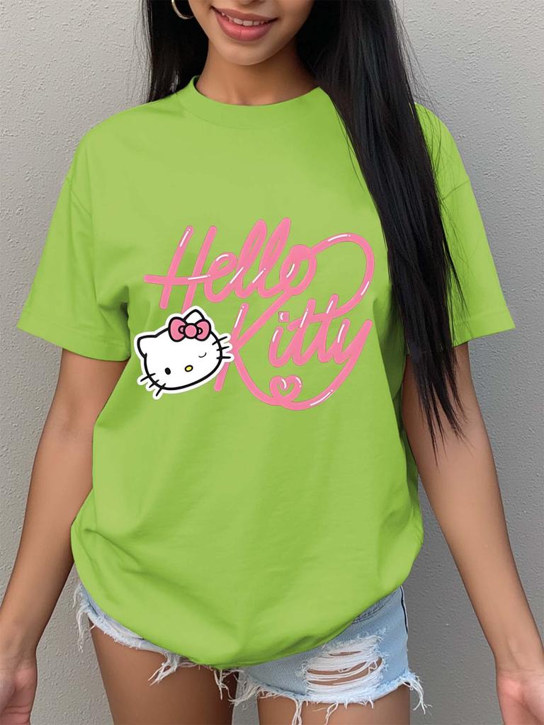 Sanrio SpringSummer New Print TShirt Womens Casual Trendy Versatile Loungewear Crew Neck TShirt Simple Fashion Short Sleeve