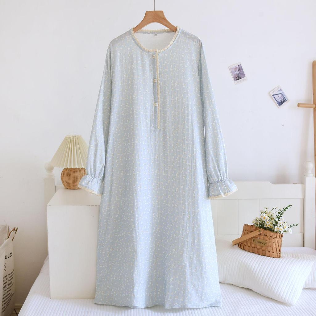 Dames Pure Katoen Bloemen Lange Mouwen Pyjamajurk - Lente/Zomer Japanse Prinses Stijl