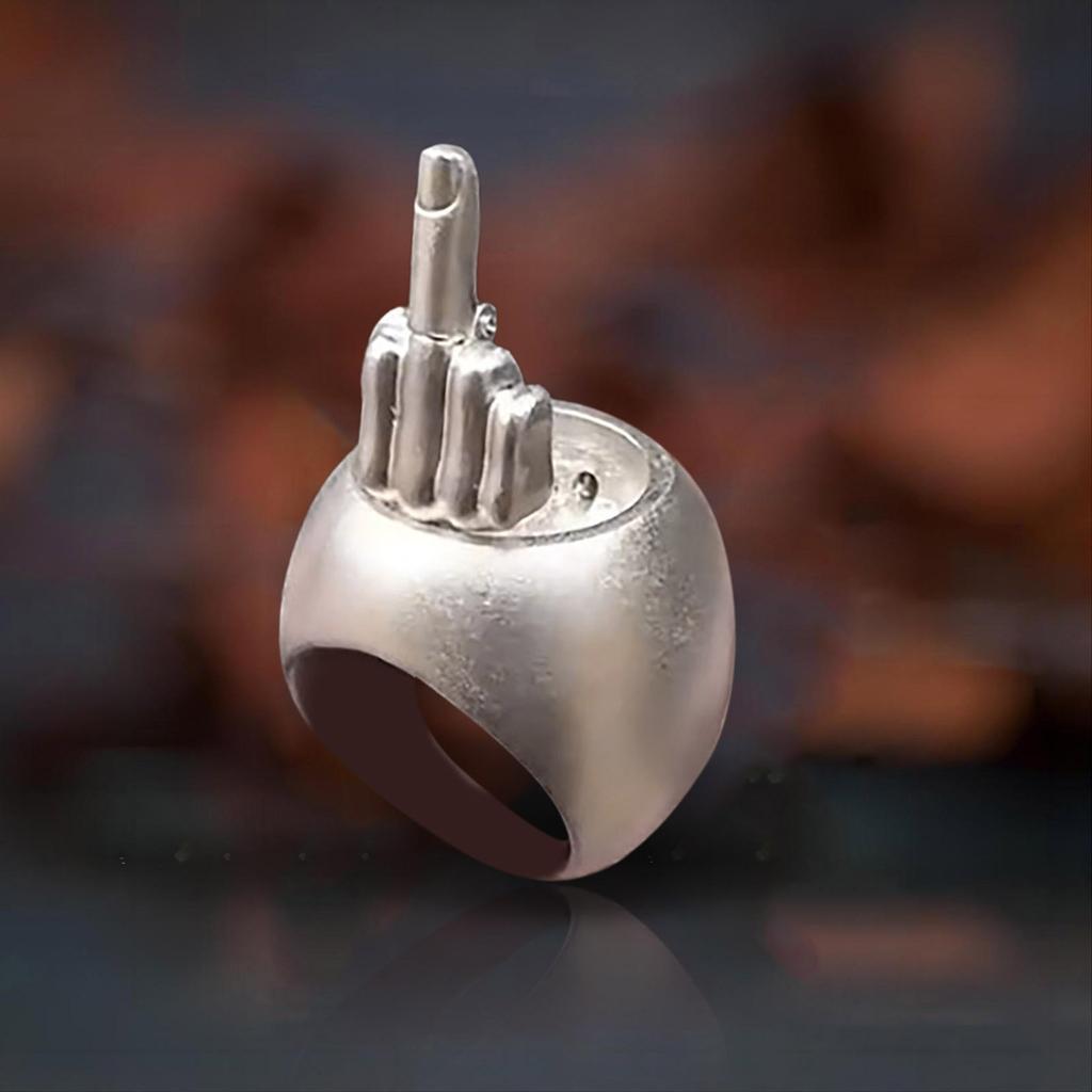 Middle Finger Ring, Retro Personality Decompression Ring, Funny Ring Cute Humorous Middle Finger Ring, Christmas Novelty Prank Middle Finger Gift