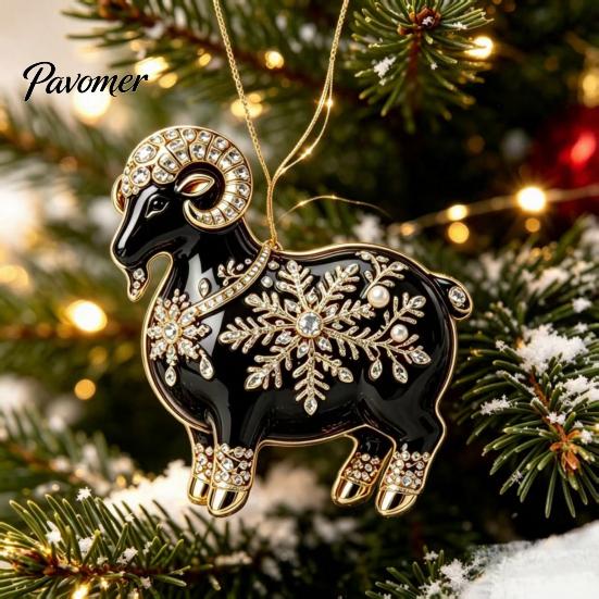 Multiuse Decorative Ornaments for Weddings Black Goat Christmas Tree Hanging Ornament, 2D Acrylic Festive Atmosphere Decoration Bars Pendant,