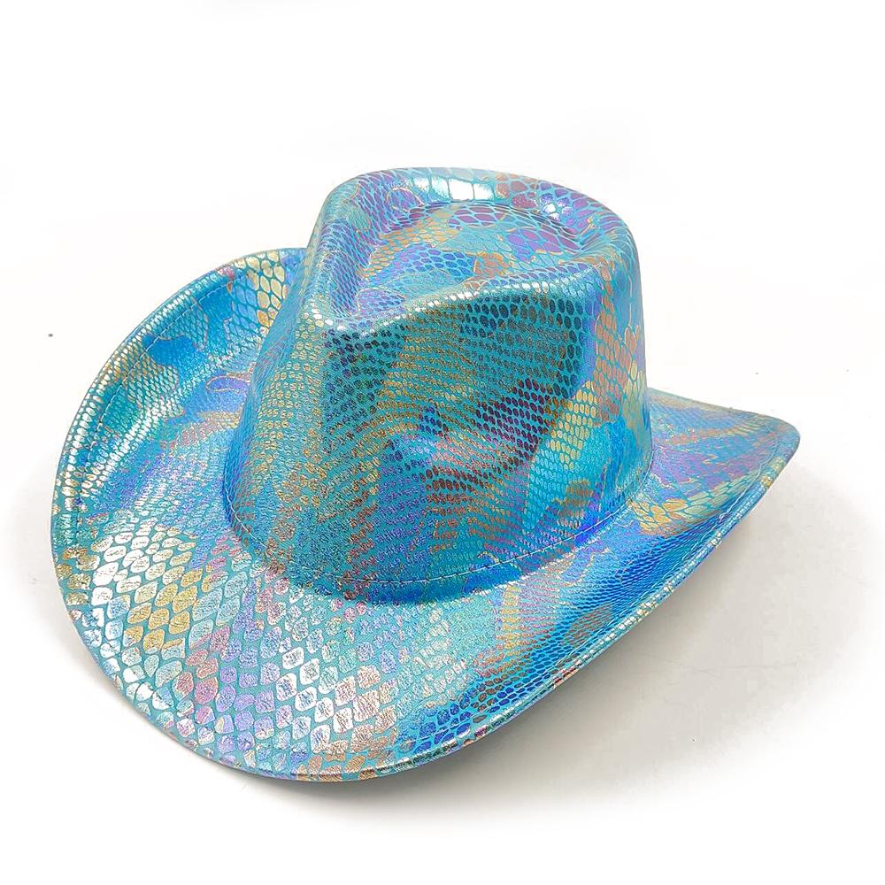 Color Blocks Laser Cowboy hat Western cowboy men and women retro party stage party Cowboy hat outdoor knight hat Wholesale