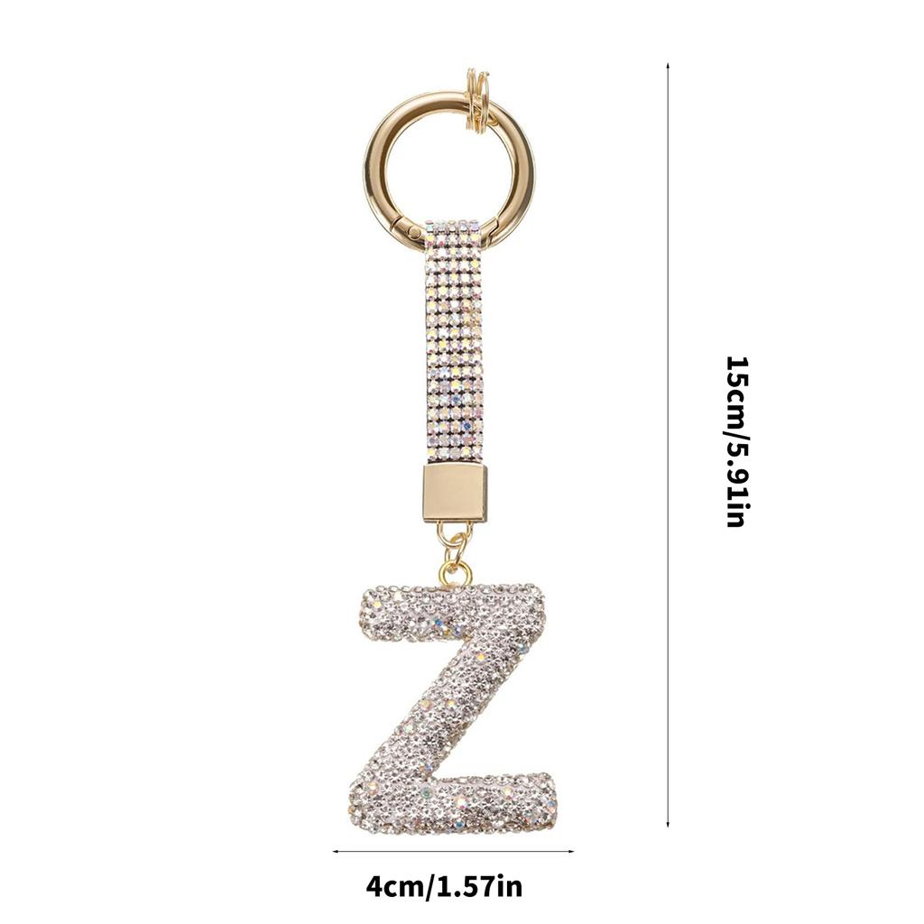 Personalized Alphabet Keychain with Sparkling Rhinestones Durable Alloy Jewelry Accessory for Fashionable Daily Use