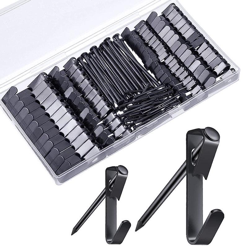 Picture Hangers 100PC Picture Hanging Kits Including 30lb/50lb Picture Hanging Hooks 2 Sizes Picture Hooks with Nails for Drywall Wooden Wall
