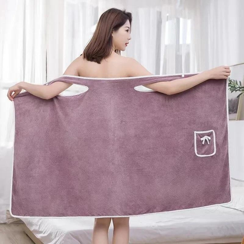 Womens Large Towel Bath Towels 135*80Cm Girls Wearable Fast Drying Bathing Beach Spa Bathrobe Shower Bath Hotel Towel Bath Robe