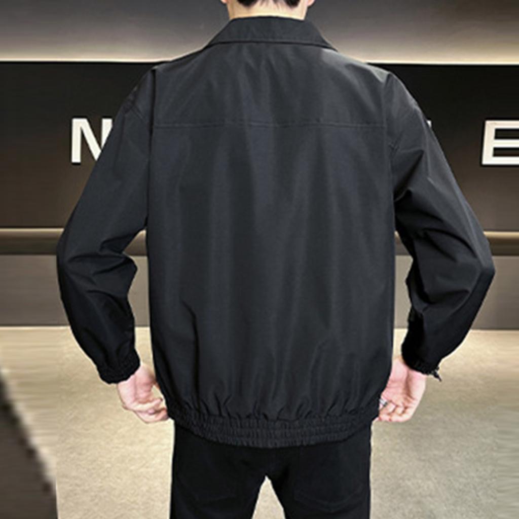 Men's Solid Color Work Jacket Baseball Jacket Trendy Fashion Casual Sports Lapel Coat