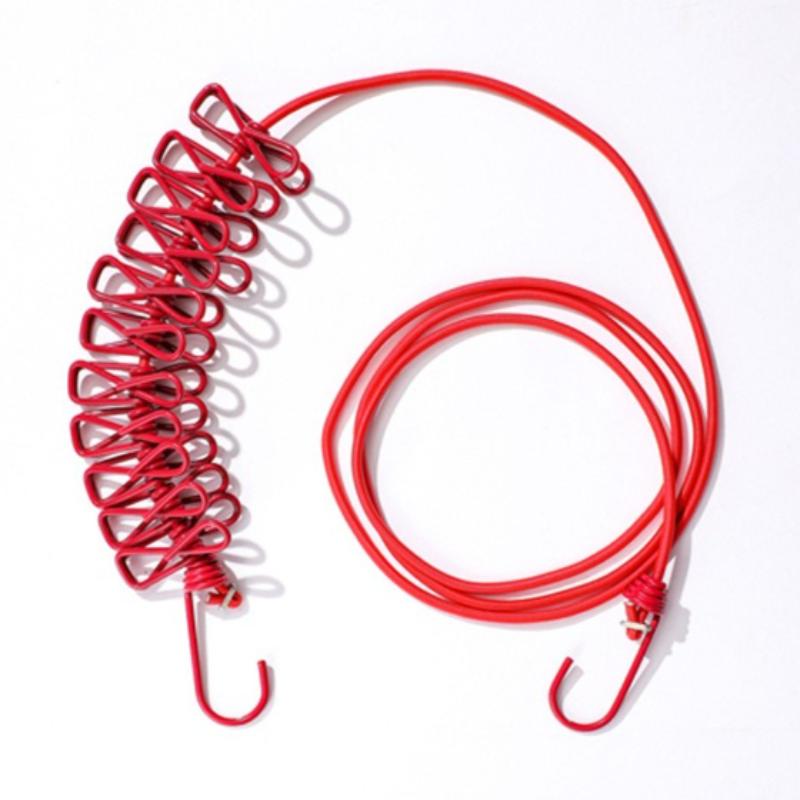 Corde à linge portable avec 12 pinces à linge, Corde à linge de voyage extensible rétractable élastique pour blanchisserie dans le jardin