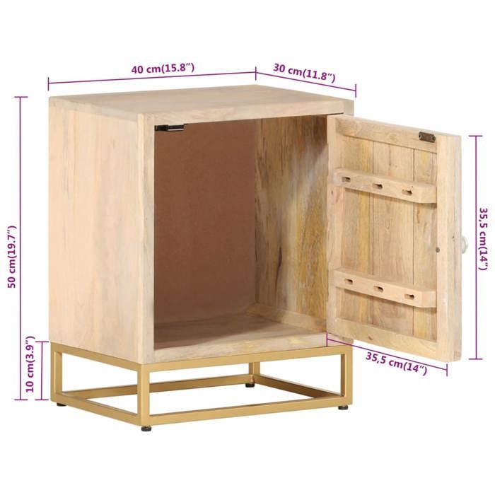 VidaXL Bedside Table, Bedside Cabinet with Legs, Nightstand, Bedroom Storage Furniture, Solid Wood 372009