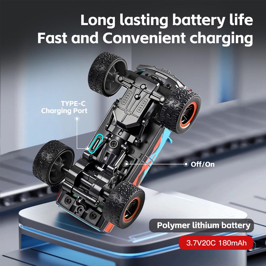 1:64 Mini RC Car, 2.4G 4WD FPV Remote Control Off Road Vehicle with HD Camera, Gyro, LED Lights, APP Controlled Model
