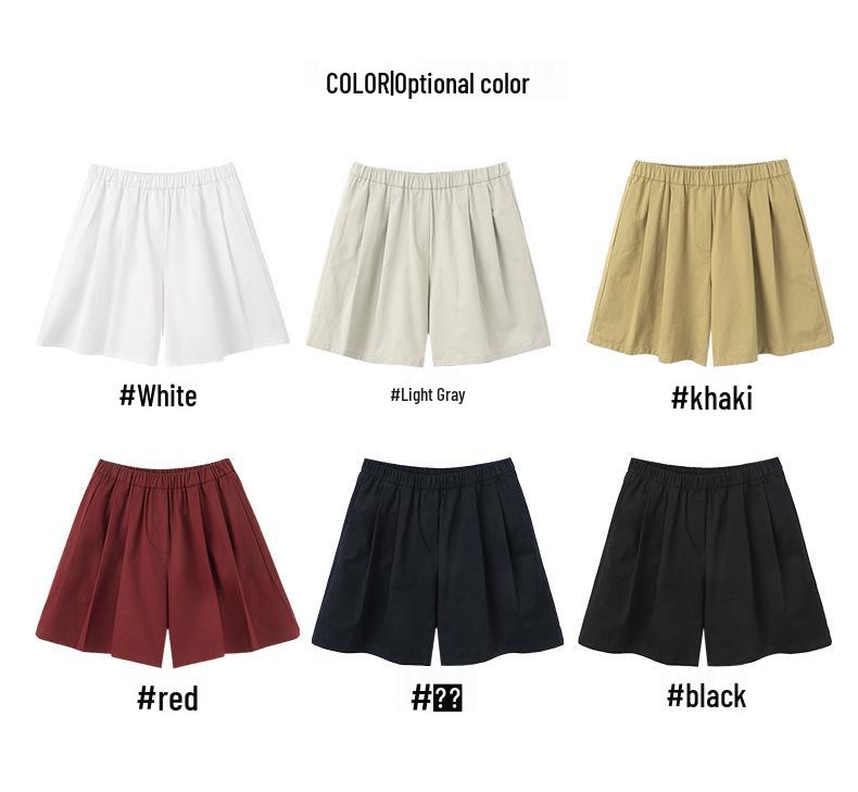 Saidi Pure Cotton Women's High Waist Loose Pleated Summer Casual Shorts
