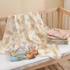 Newborn Cartoon Print Gauze Swaddle Blanket - Two-Layer Infant Wrap, Absorbent Bath Towel