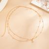 KunJoe Fashion Double Layer Glass Drill Waist Chain Women Simple Gold Color Metal Cross Bead Body Chain Bikini Jewelry Acessory