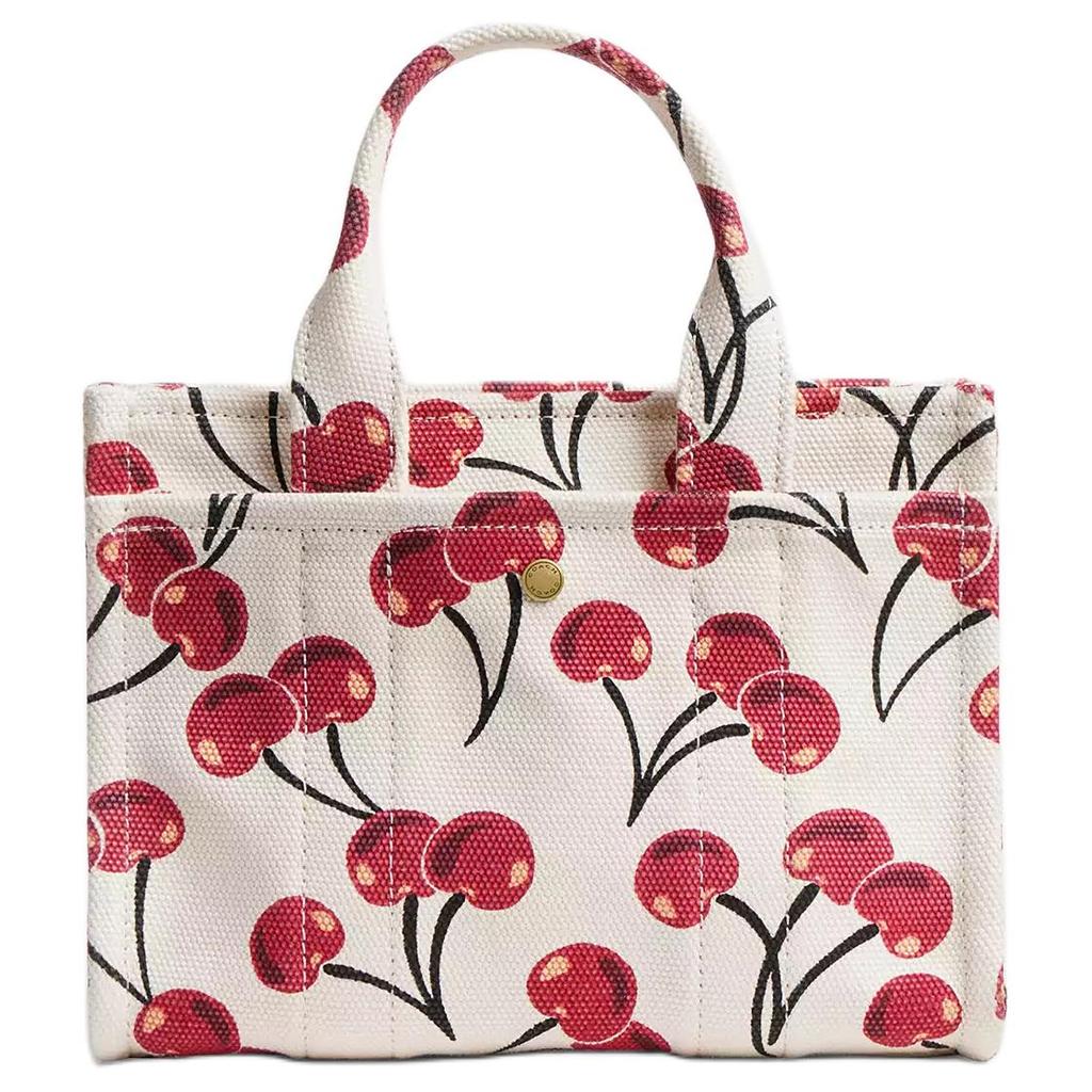 Coach Borsa Tote Stampa Ciliegie New York - Mini Borsa a Mano in Tela con Logo Ricamato - Casual Estivo e Occasioni Regalo CZ104-B4CAH
