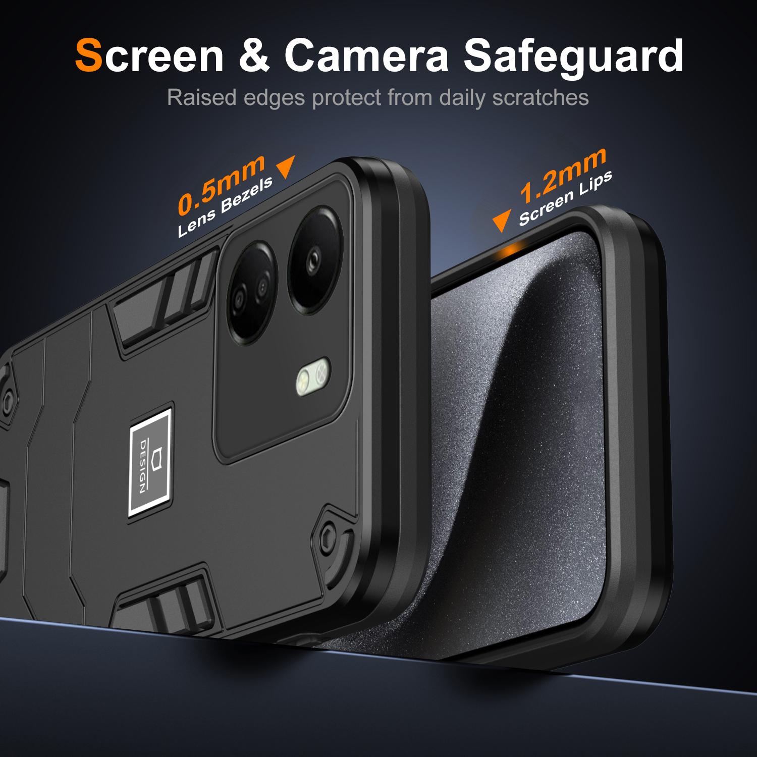 

For Xiaomi Redmi 13C 4G/Poco C65 4G Case PC+TPU Dual Layers Phone Cover Black
