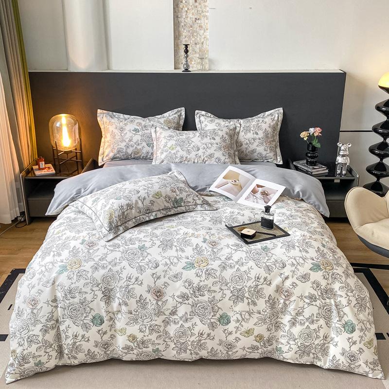 Luxury Thick 100% Cotton Printed Bedding Sets Super Soft Brushed Skin Friendly Duvet Cover Set Autumn and Winter Bed Linens