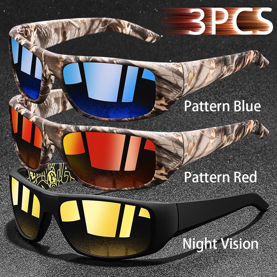 3 Stück Mode Vintage Angeln Radfahren Sport Sonnenbrille Männer Frauen Laufen Bergsteigen Sport Mann Sonnenbrille UV400 Brillen