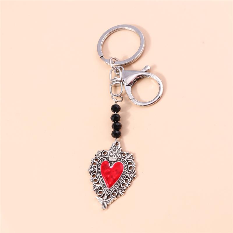 Retro Metal Gothic Love Heart Keychain Charms Steampunk Key Rings Pendant for Women Men Bag Decor  DIY Jewelry Gift