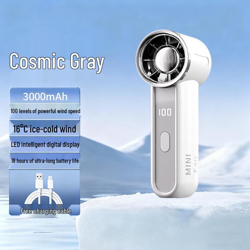 Portable Mini USB Rechargeable Fan with Digital Display & Multiple Speeds