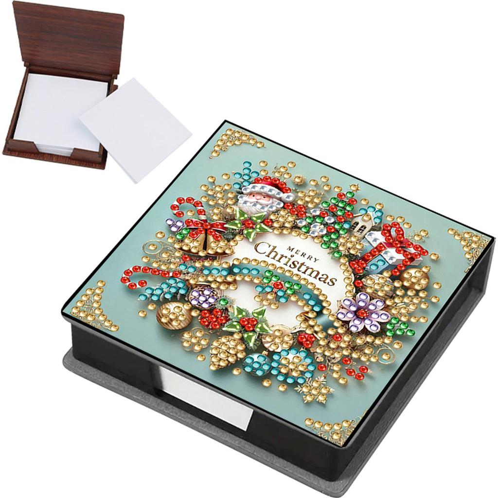 5D DIY PU Diamond Painting Notecard Box with 160 Sheets Paper Self Adhesive Crystal Note Box Mosaic Kit for Home Office