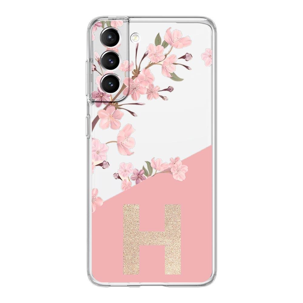 Phone Case For Samsung Galaxy S24 Plus S23 S22 S21 S20 FE Ultra 5G S10 S10E S9 Clear Silicone Cover Golden Letter Flower Art