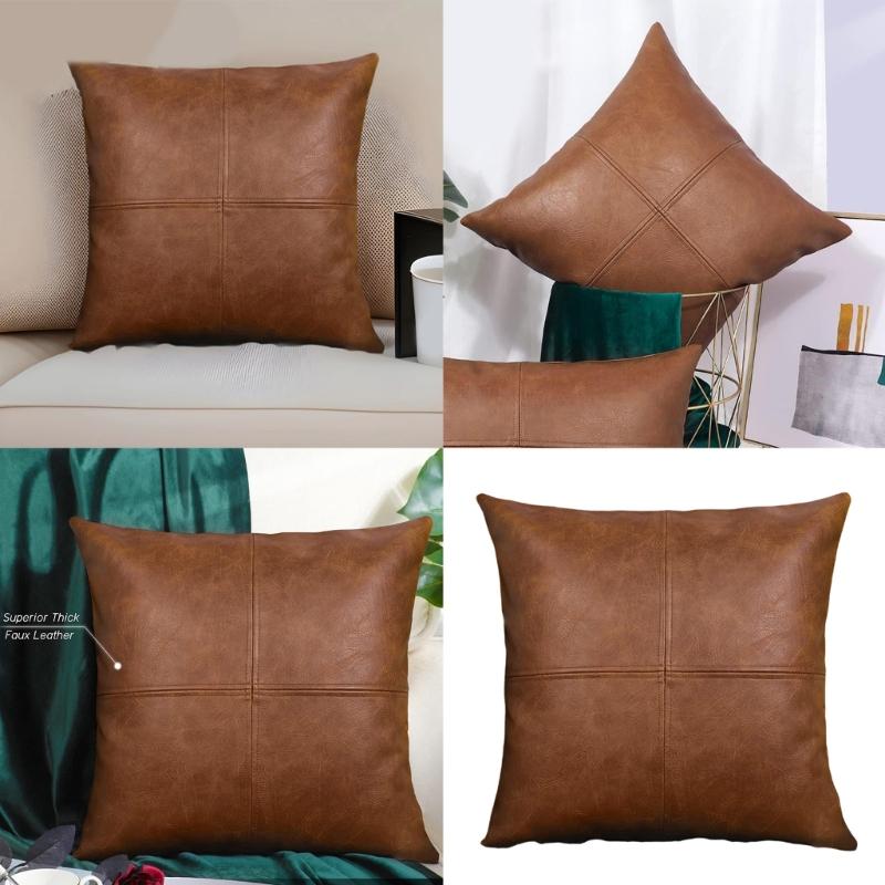 Moisture Proof Decorative Pillow Cover 450x450mm Durability Faux Leather Pillowcase Easy Removal Protectors for Holiday