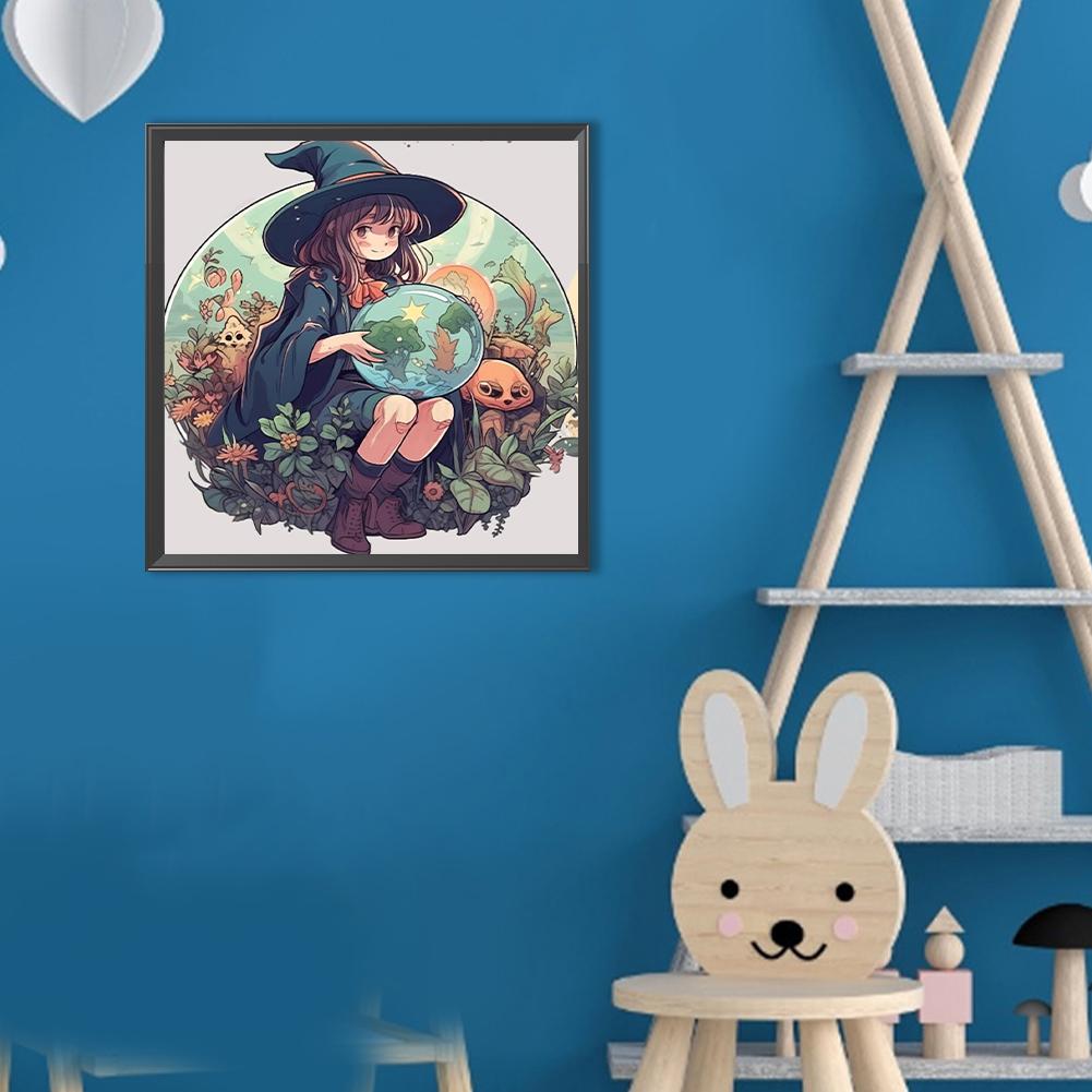 5D DIY Full Round Drill Diamond Painting Witch Kit Home Decor Art Craft 30x30cm