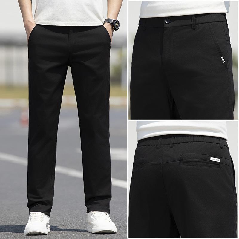 

Summer Thin Men s Casual Trousers, Straight, Thin, Semi-elastic Waist, Trendy And Versatile, Spring And Summer Business Casual Trousers 38 чорний