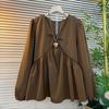 Plus Size Women Clothing Spring Autumn V-Neck Long Sleeved Shirt&Blouses Solid Casual Business Top