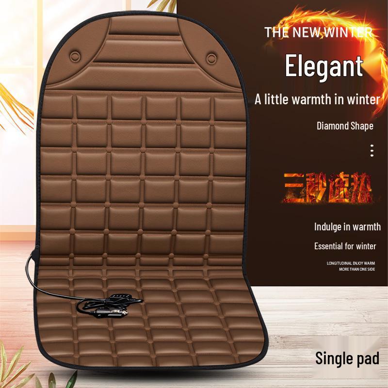 Plaid Heated Car Seat Cushion for All Seasons - Single Seat Interior Accessory.