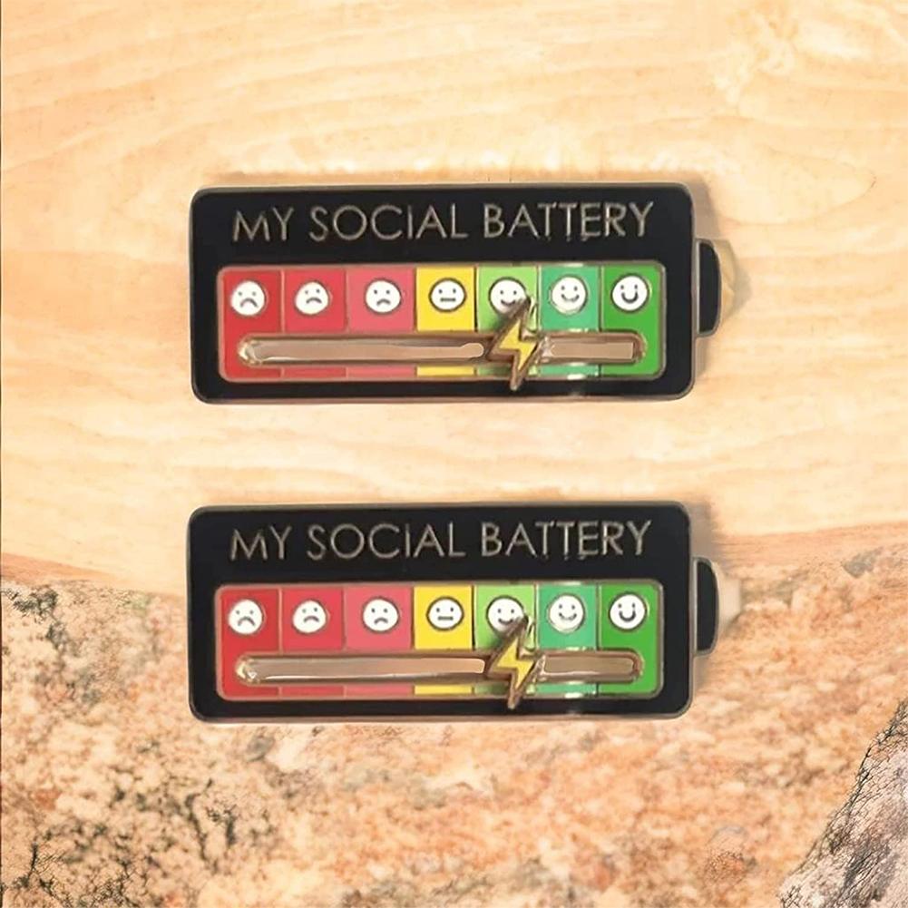 2pcs My Social Battery Pin Mood Change Brooch For 7 Days A Week Functional Aesthetic Brooch For Gifts