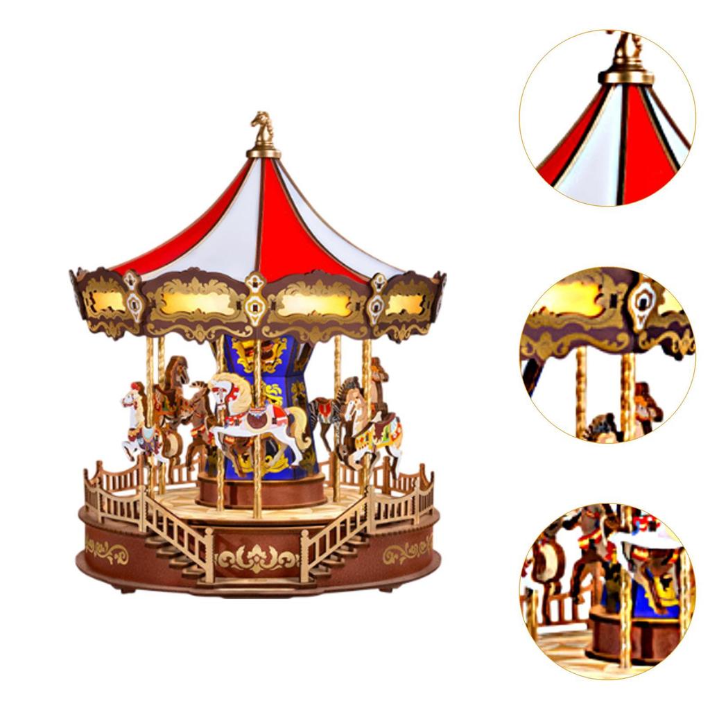 Musikalisk karusell musiklåda med ljus multifunktionell vacker bordsdekoration för mamma, flickor, kvinnor, dotter semesterpresenter