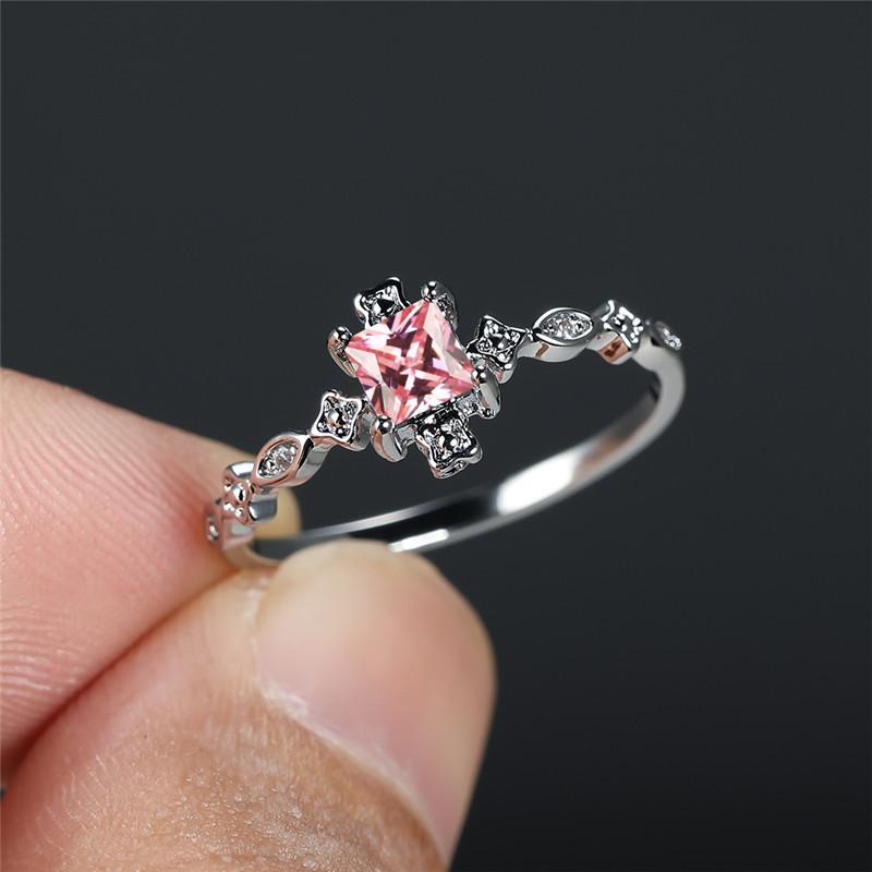 Vintage Male Female Black Zircon Ring Square Crystal Small Stone Wedding Ring Trendy CopperColor Engagement Rings For Women Men