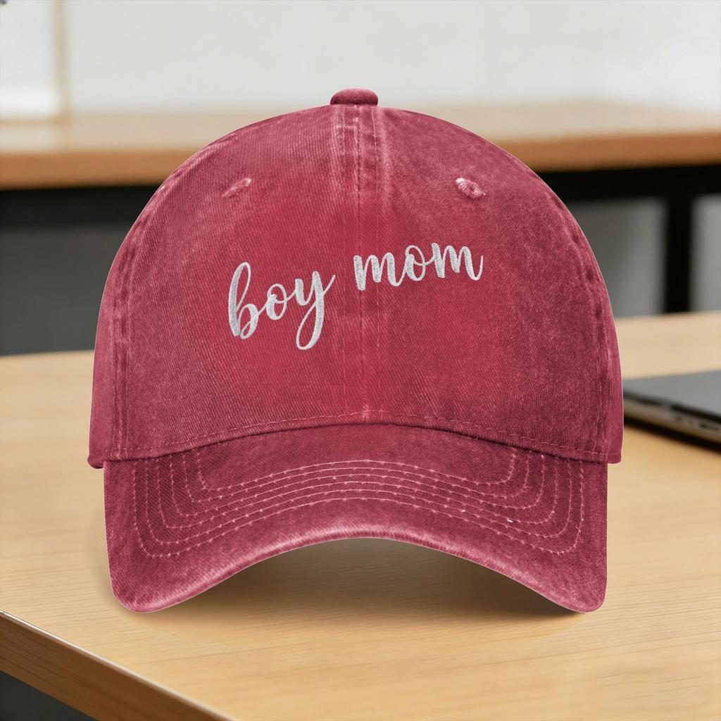 Boy Mom Script Coverup For Mom Sun Baseball Cap Y2K Cool Women Men Washed Trucker Hat Hunting Camping Baseball Caps