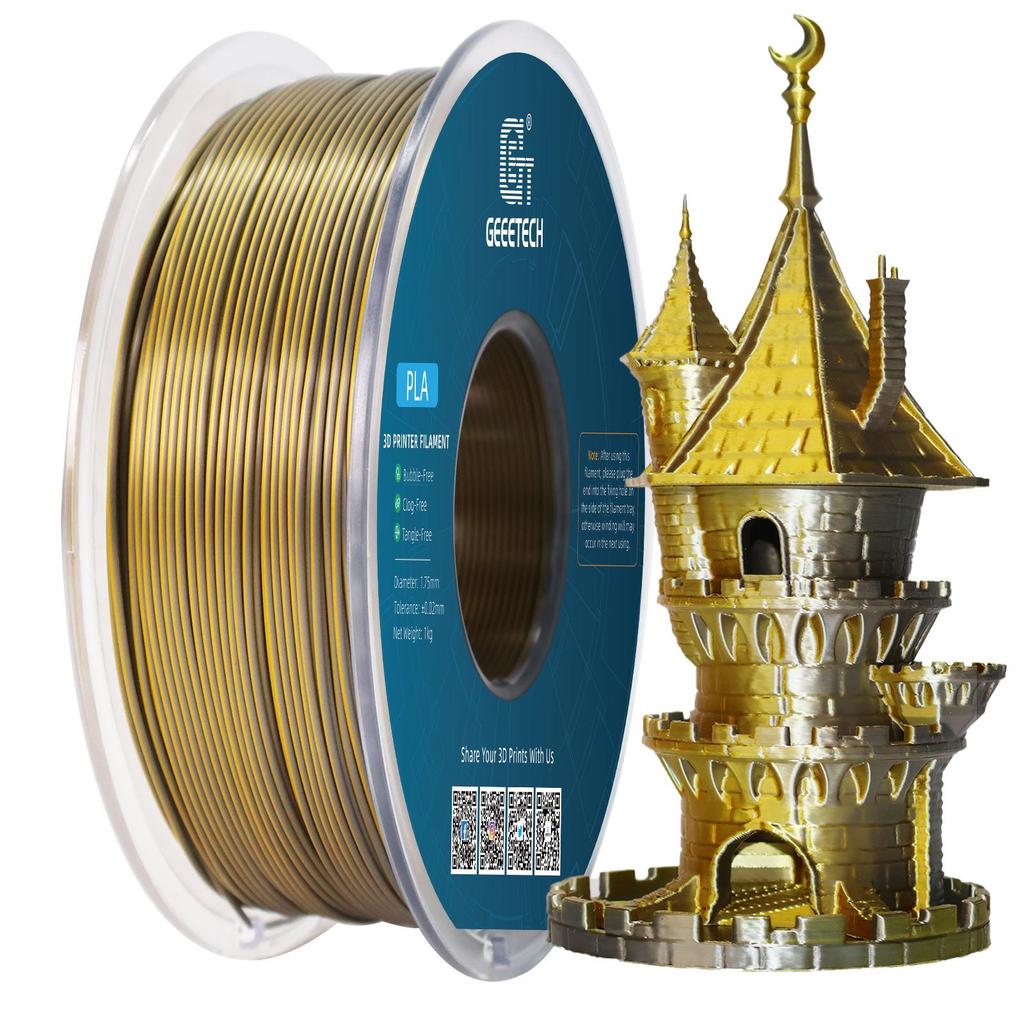 Filamento PLA Multicor com Aspecto de Seda para Impressora 3D (Duas/Três Cores, 1,75mm)