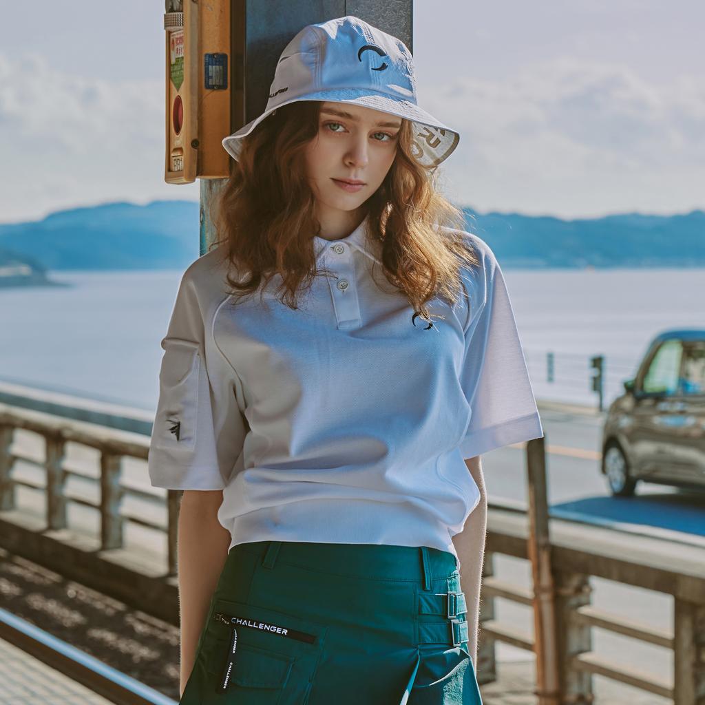 CHALLENGER Pq Fabric Sleeve Pocket Women'S Blouson Short Sleeve T-Shirt White