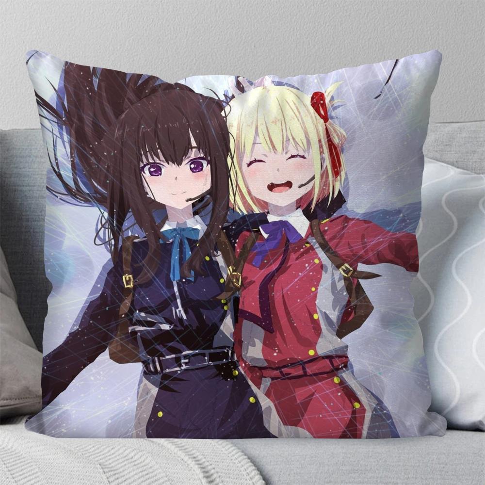 Lycoris Recoil Animation Pillow Case Square Pillow Bedroom Sofa Leisure Comfort Cushion Car Living Room Home Decoration 40X40
