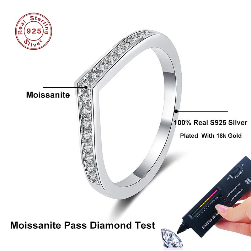 NeeTim Moissanite Ring 925 Sterling Silver with White Gold Plated Full Diamond Band Engagement Wedding Bridal Rings for Women