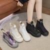 2025 Winter Genuine Leather Shoes Women Snow Boots Non-slip Height Increasing 4.5cm Warm Women Ankle Boots Black White