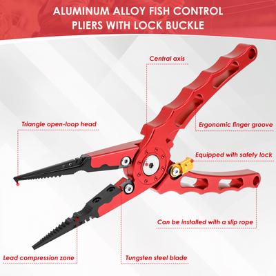 Aluminum Multitool Fishing Pliers Hook Remover Line Cutting and Split Ring Fishing Gear Fishing Tools Sets Split Ring Pliers