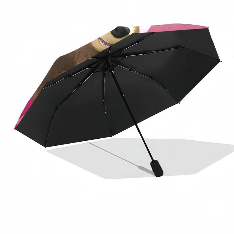 1pc Masha Bear Automatic Folding Umbrella, Portable Collapsible Design, Casual Outdoor Accessory L1127062