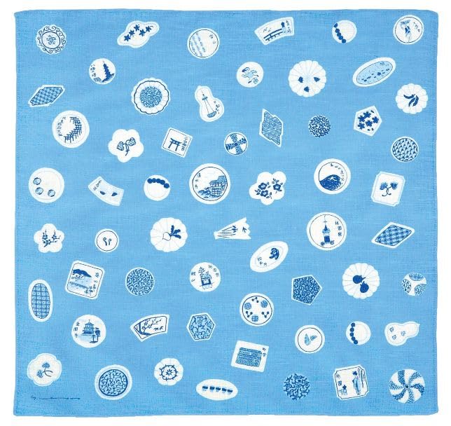 

Yamamoto Jin Shoten Йоко Мацумото Носовой платок Маленькая тарелка Сделано в Японии Японский узор Сувенир для въездного туризма [1805] светло-синий