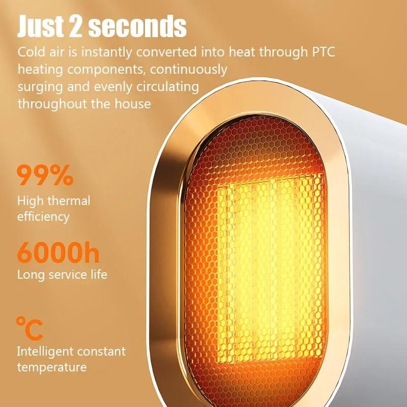 1200W Desktop Electric Heater Winter Mini Portable Heating Fan  Home Office PTC Ceramic Heating Warm Air Blower Warmer Machine