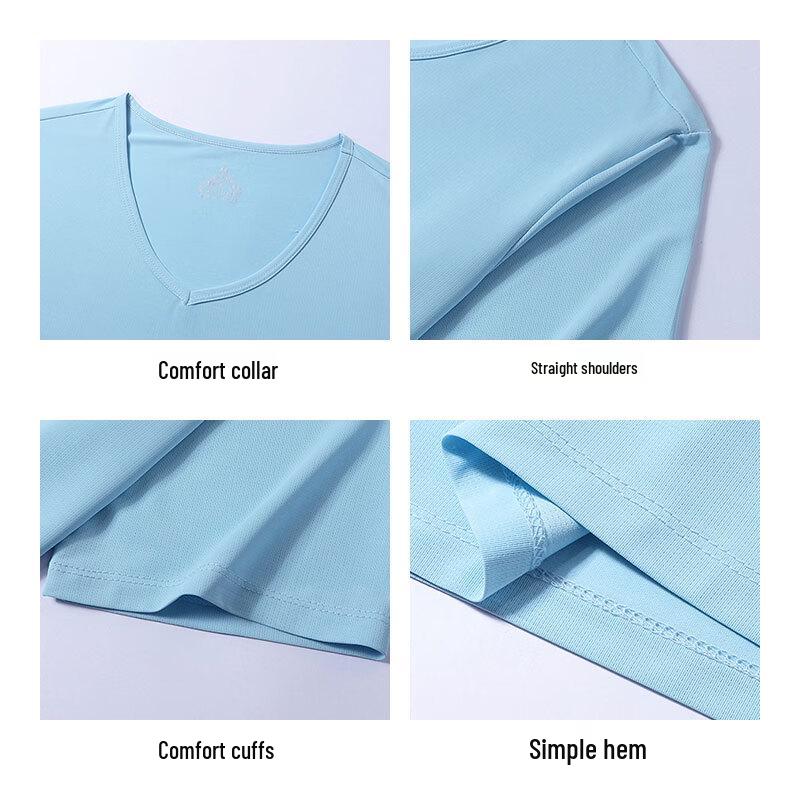 ROMON Men's V-Neck Ice Silk Quick-Dry Antibacterial T-Shirt