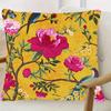 1pc Chinese-Style Pillowcase, Golden Pillowcase, Chinese-Style Floral And Bird Print Pillowcase, Suitable for Sofa, Bedroom, Outdoor, Bed, Hallway